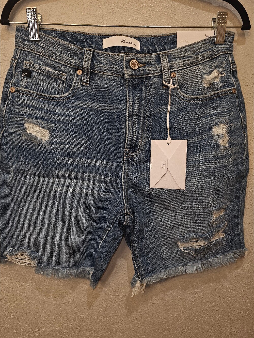 NWT-KanCan Blue Distressed High-Rise Denim Shorts